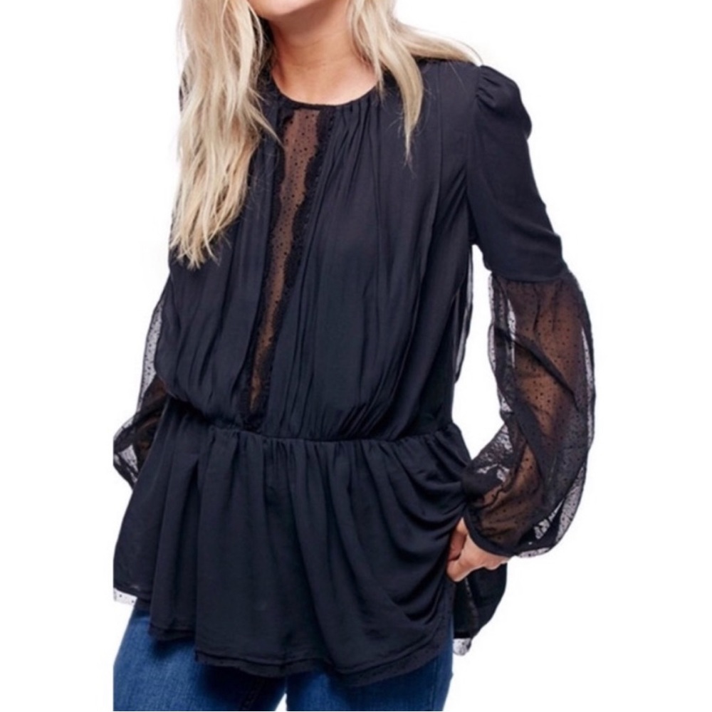 Free people chiffon keyhole back tunic